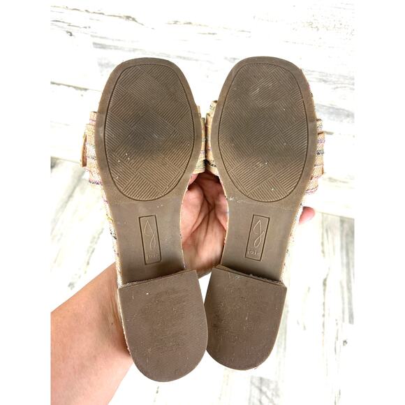 Joie Women’s 7.5 Claire Multicolor Stripe Woven Buckle Flat Sandals Summer - Picture 7 of 8